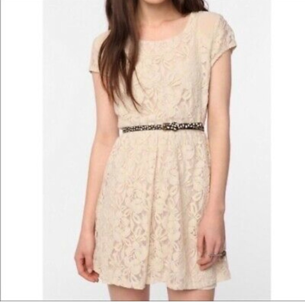 Anthropology cream colored lace dress